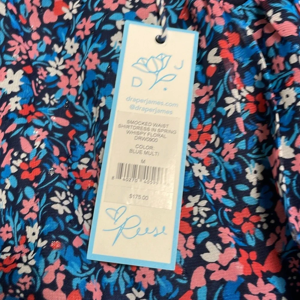 Draper James NWT Smocked Waist Shirtdress Spring Whispy Floral Summer Colorful - Picture 5 of 9